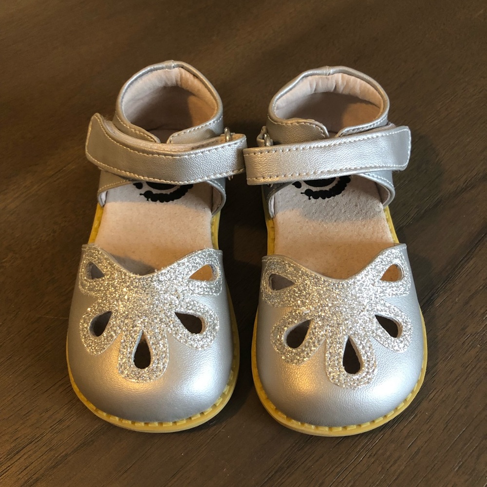 Livie & Luca Petal Silver Mary Janes
